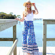 Blue Floral Midi Skirt on Dock