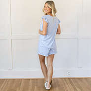 blue shells ruffle pajamas on ashley back view