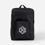 monogrammed packable backpack in black