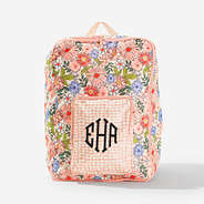 monogrammed packable backpack in boho blooms
