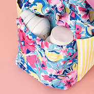 close up of toiletry bag in watercolor whimsy side pocket