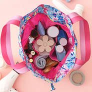 inside of monogrammed toiletry bag in watercolor whimsy