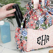 boho blooms toiletry bag up close