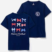 monogrammed america t shirt in navy bows