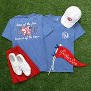 light navy america t shirt flatlay
