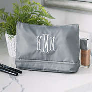mushroom Double Layer Makeup Bag on counter