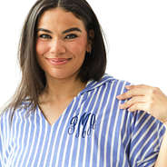 navy striped terry cover up close up