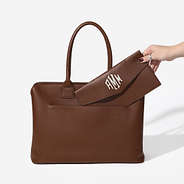 Monogrammed Essential Work Tote in Brown