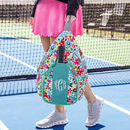 personalized wild blooms pickleball bag on the court