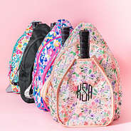 coral floral watercolor cheetah black and wild blooms monogrammed pickleball bags