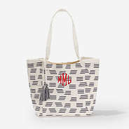Monogrammed Carry All Tote in Navy with red monogram