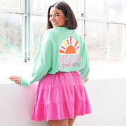 mint hello sunshine t-shirt with gauzy skirt