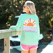 mint hello sunshine t-shirt on ashley with running shorts