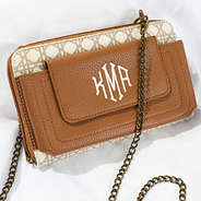 chain crossbody strap attached to phone wallet wristlet