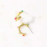 rainbow colored dot hoop earrings