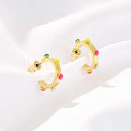 gold hoop rainbow earrings