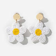 Monogrammed Daisy Earrings in Ivory