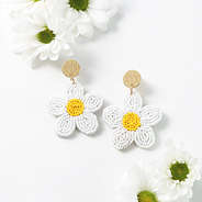 ivory flower earrings with flowers