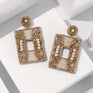 statement gold beaded earrings