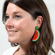 watermelon earrings in ear