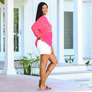 y'all sweater on makenzie - side view