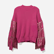Sequin Fringe Sweater in Magenta