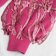 magenta sequin fringe sweater up close