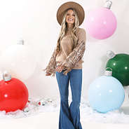 sequin fringe sweater on ashley in studio