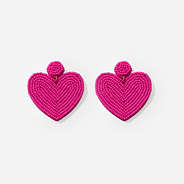 heart beaded valentine earrings in ear