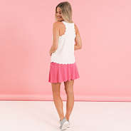 back of white monogrammed exercise tank top