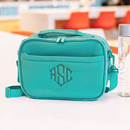 personalized turquoise lunch bag with matching monogram