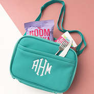personalized neoprene lunch bag in turquoise