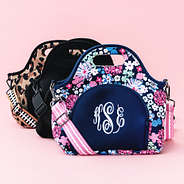 pink posey black and cheetah monogrammed lunch bags