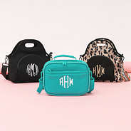 black turquoise and cheetah monogrammed lunch bags