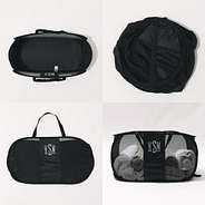 grid of monogrammed black popup hamer open closed front and inside