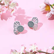 silver butterfly earrings with pink flowers