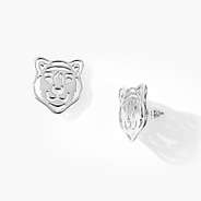 Tiger Stud Earrings in Silver