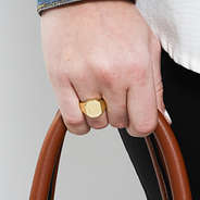 monogrammed signet ring in gold