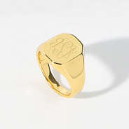 monogrammed signet ring in gold