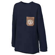 Monogrammed Navy Blue Preppy Tunic Sweatshirt