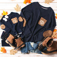 navy mommy and me monogrammed preppy patch tunics