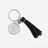 Monogrammed Tassel Key Chain in black