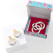 coastal jewelry set pictured with printed box