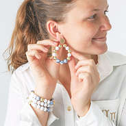 monogrammed engraved coastal earrings with bracelet