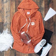 clemson tigers waffle shacket flatlay
