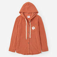 Clemson Tigers Waffle Shacket in Pumpkin