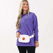 ivory clemson tigers monogrammed belt bag fanny pack around waist