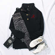 alabama black sweatshirt tunic with onyx leopard leggings ootd