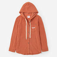 Virginia Tech Hokies Waffle Shacket in Pumpkin