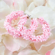 pink flower hoop earrings with flowers